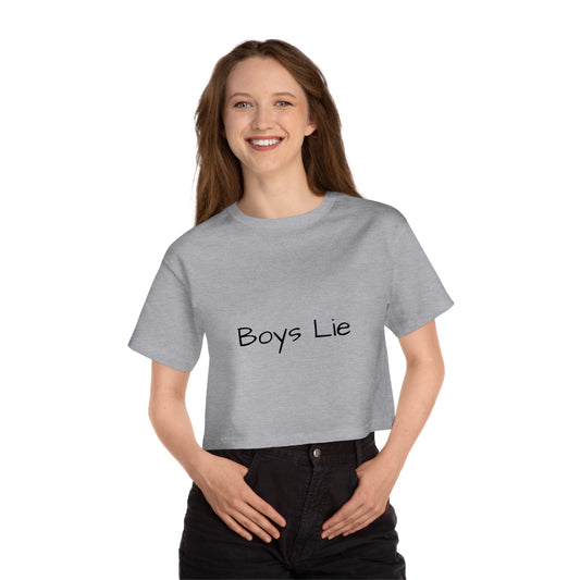 Boys Lie - 'i can too' on back - Women's Cropped T-Shirt
