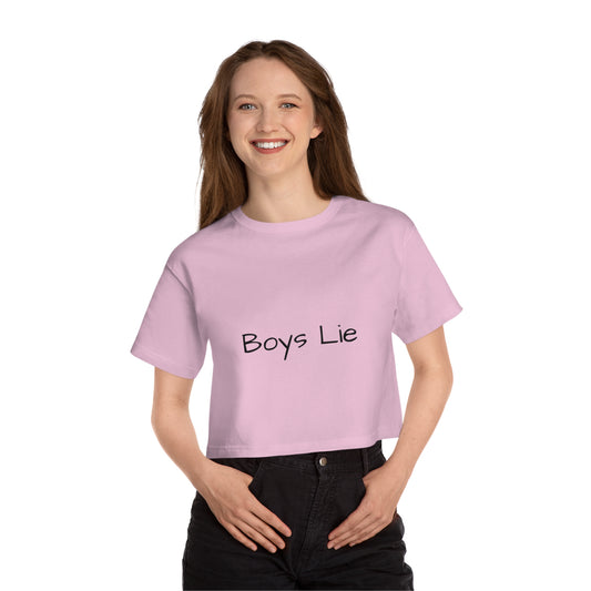 Boys Lie - 'i can too' on back - Women's Cropped T-Shirt