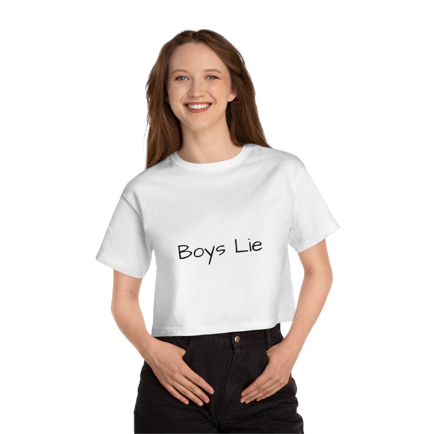 Boys Lie - 'i can too' on back - Women's Cropped T-Shirt