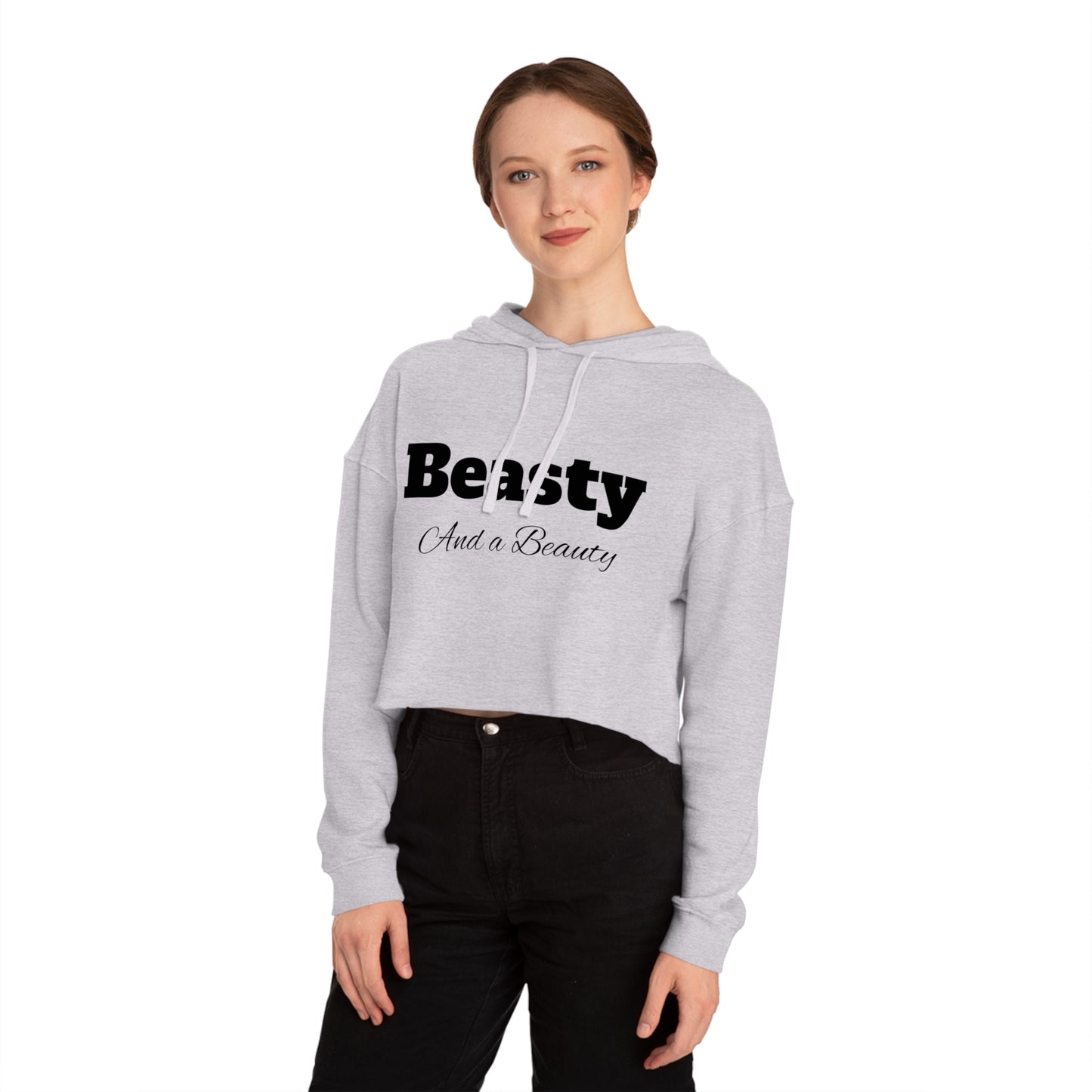 Beasty and a Beauty - Women’s Cropped Hooded Sweatshirt 100% cotton