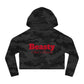 Beasty and a Beauty - Women’s Cropped Hooded Sweatshirt 100% cotton - Red text