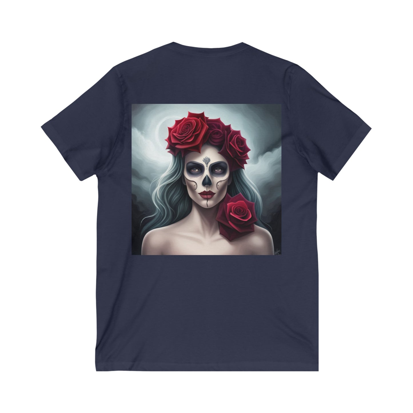 Dia de los muertos - Short Sleeve V-Neck Tee front and back