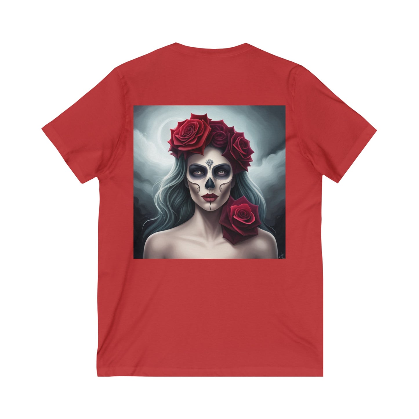 Dia de los muertos - Short Sleeve V-Neck Tee front and back