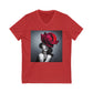 V-Neck Tee - Red rose/sassy yet classy