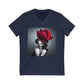 V-Neck Tee - Red rose/sassy yet classy