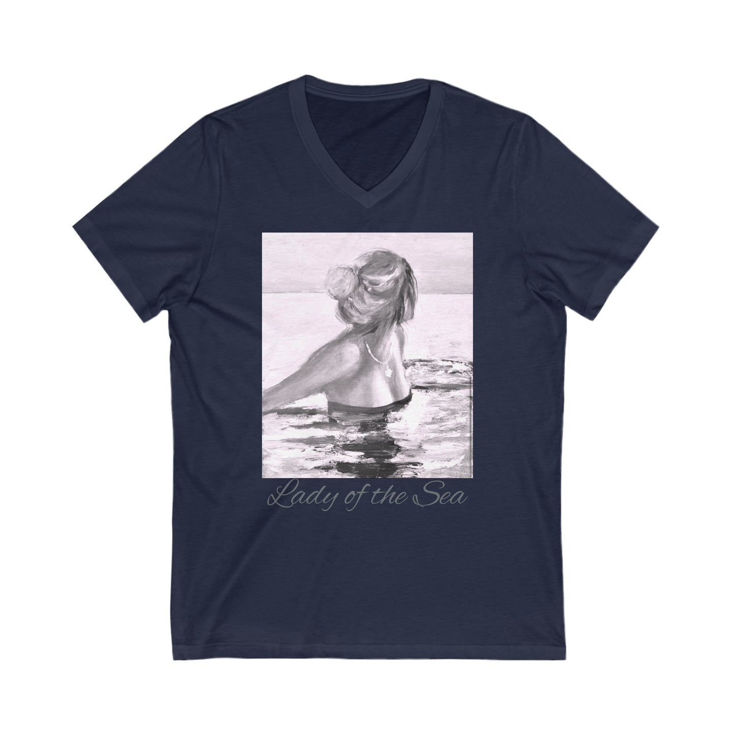 Womens Short Sleeve V-Neck Tee -100% cotton - Lady of the Sea