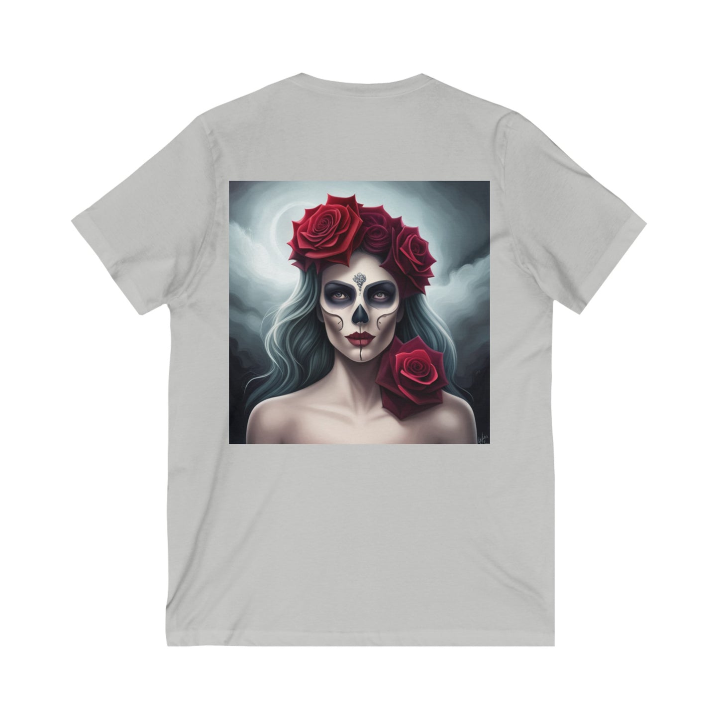 Dia de los muertos - Short Sleeve V-Neck Tee front and back