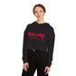 Beasty and a Beauty - Women’s Cropped Hooded Sweatshirt 100% cotton - Red text