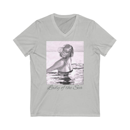 Womens Short Sleeve V-Neck Tee -100% cotton - Lady of the Sea