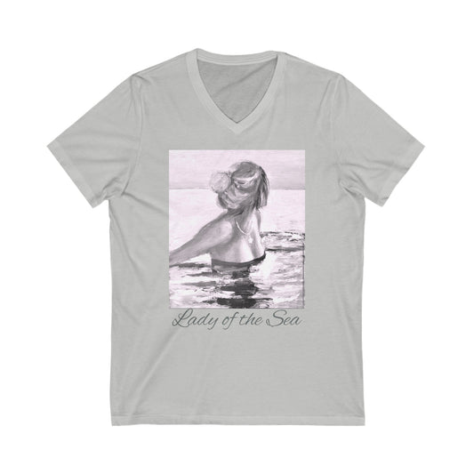 Womens Short Sleeve V-Neck Tee -100% cotton - Lady of the Sea