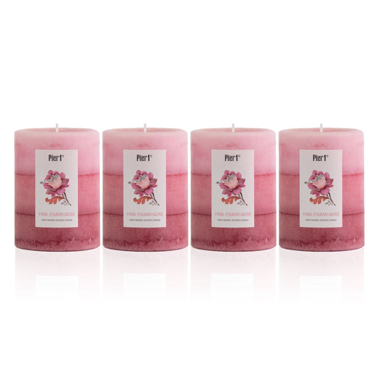 Pier 1 Pink Champagne 3x4 Layered Set of 4 Pillar Candles