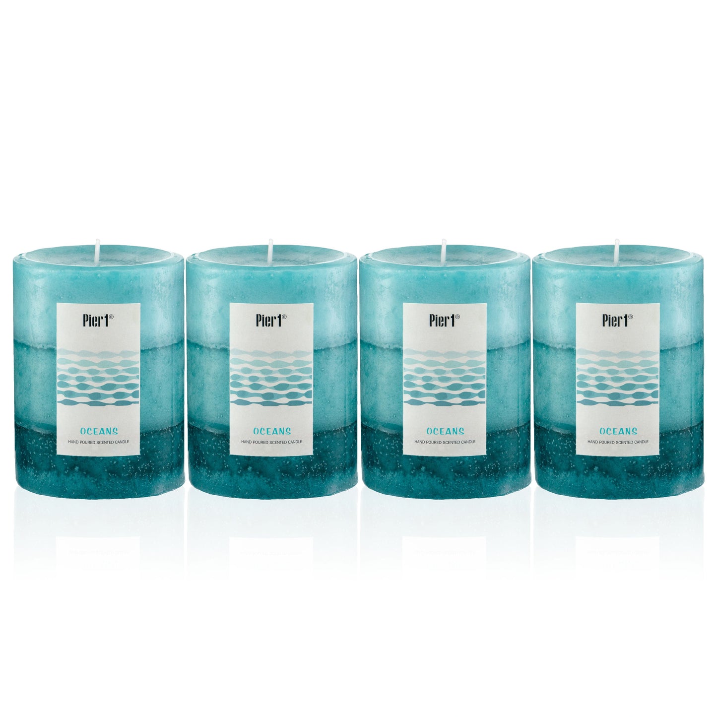 Pier 1 Oceans Layered Pillar Set of 4 Candles