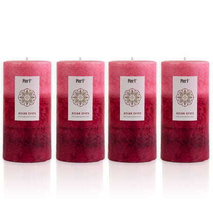 Pier 1 Asian Spice 3x6 Layered Set of 4 Pillar Candles